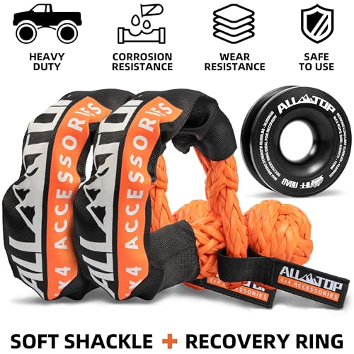ALL-TOP Synthetic Soft Shackle & Recovery Ring Kit (2PCS 3/4in x 24in - 66200LBS Shackles + 1 Snatch Pulley Ring) for Winch Tackle Pulley System - Image 2