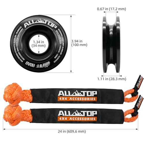 ALL-TOP Synthetic Soft Shackle & Recovery Ring Kit (2PCS 3/4in x 24in - 66200LBS Shackles + 1 Snatch Pulley Ring) for Winch Tackle Pulley System - Image 3
