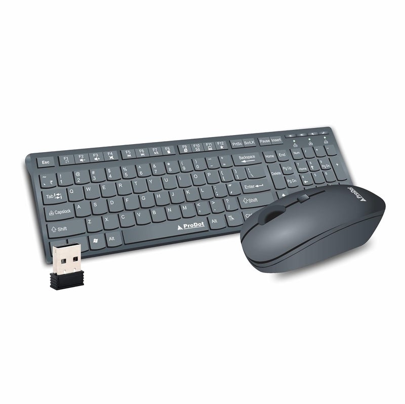 ProDot Sparsh Quad Wireless Chicklet Keyboard and Mouse Combo I Plug & Play I Adjustable 800-1600 DPI I 10M Keystrokes I Spill Resistant I 2.4Ghz 10m Range I Works with Windows, iOS, Linux - Image 1
