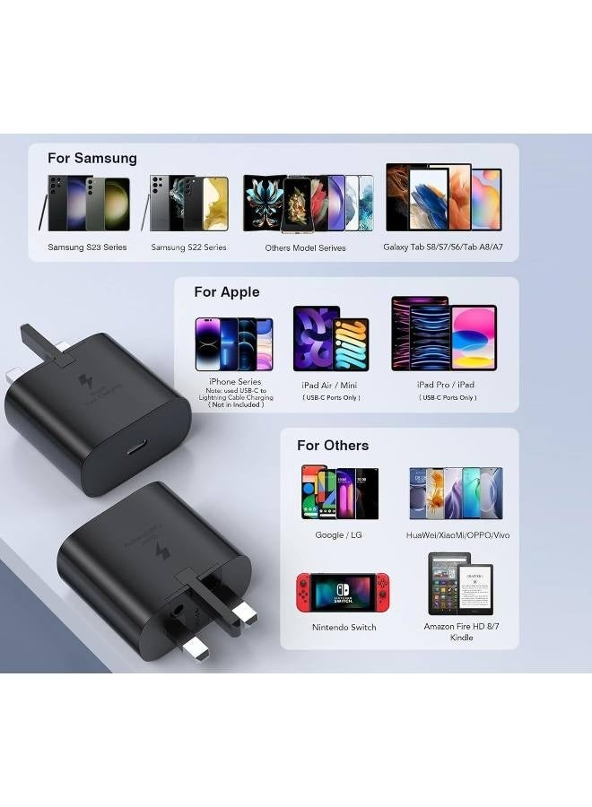 شاحن فائق السرعة بمنفذ USB-C بقدرة 45 واط - متوافق مع هواتف S24، S23، S22، S21، S20 Ultra، S24+، S23+، S22+، S21+، A53، A15، A55، A54 - محول طاقة من النوع C - Image 5