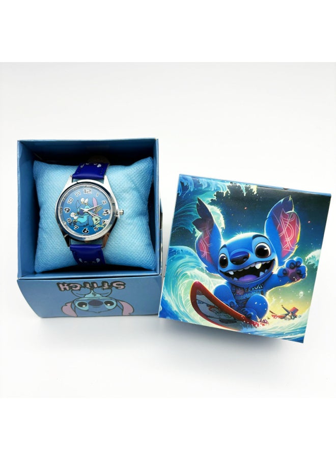 Cartoon Watch Boxed Spider Avengers Children's Watch Gift Box Elementary School Students' Birthday Exquisite Gift Box Electronic Watch-Color:Stitch-Specifications:Box  - Image 1