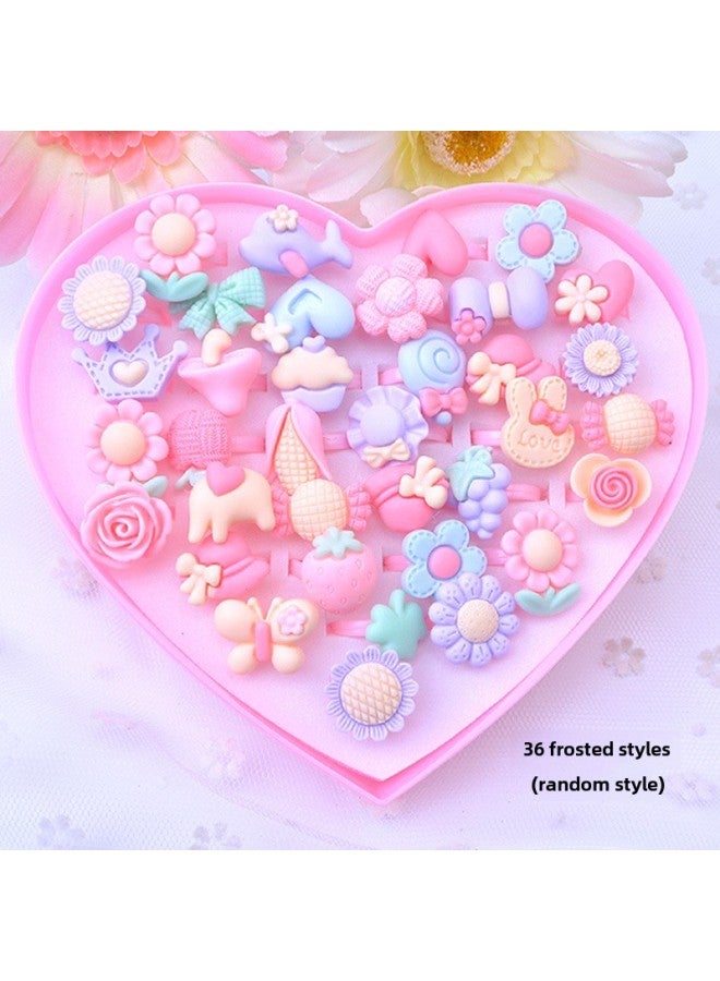 Children's Ring Girl's Diamond Gem Toy Girl's Baby Crystal Ring Princess Pearl Jewelry Jewelry Box-Color:Gem Ring 12 Fixed Box  - Image 4