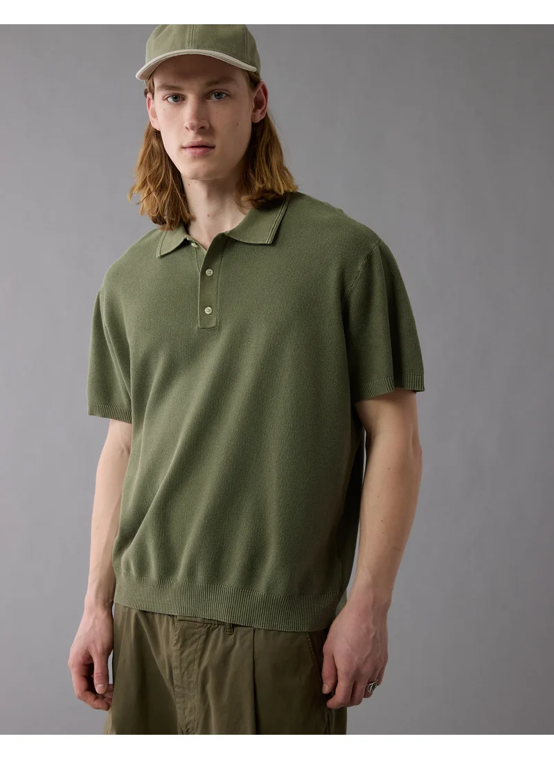 American Eagle AE Washed Sweater Polo Shirt