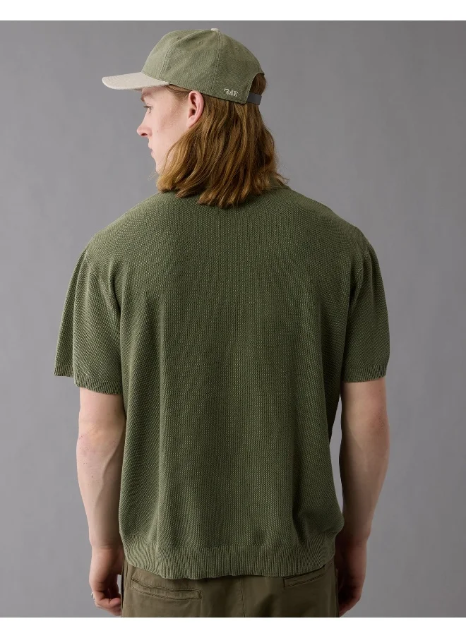American Eagle AE Washed Sweater Polo Shirt
