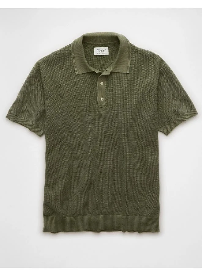 American Eagle AE Washed Sweater Polo Shirt