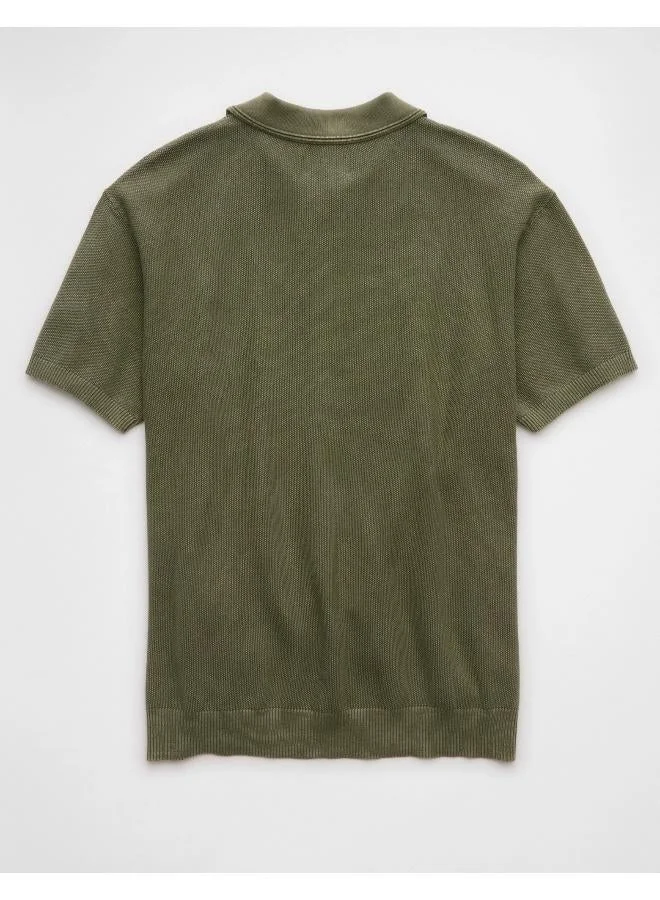 American Eagle AE Washed Sweater Polo Shirt
