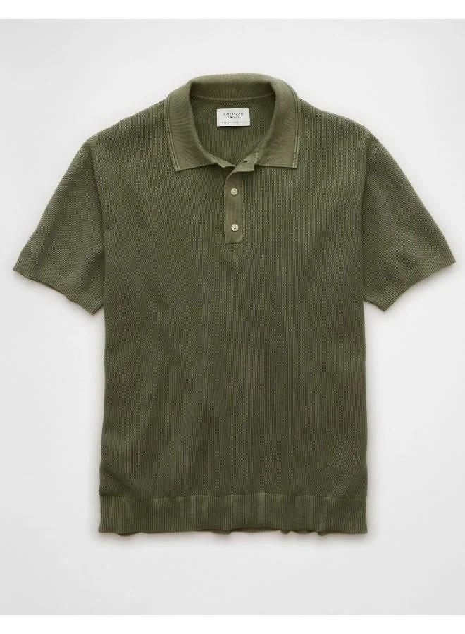American Eagle  AE Washed Sweater Polo Shirt for Men | Best Price UAE