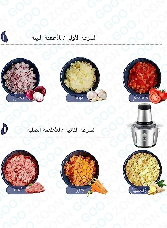 Electric meat grinder and professional food processor 200W | Multi-purpose stainless steel grinder 2 liters  - Image 5