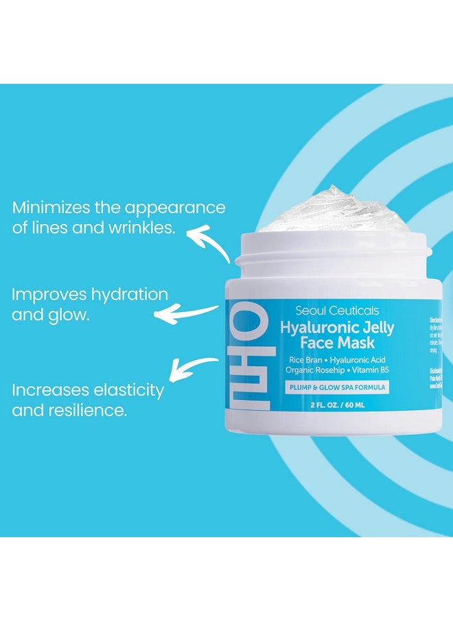 seoulceuticals Korean Skin Care Hyaluronic Acid Jelly Face Mask - Rice Bran + Vit B5 + Rosehip Anti Aging K Beauty Skincare For Plump Glowing Skin 2Oz  - Image 2