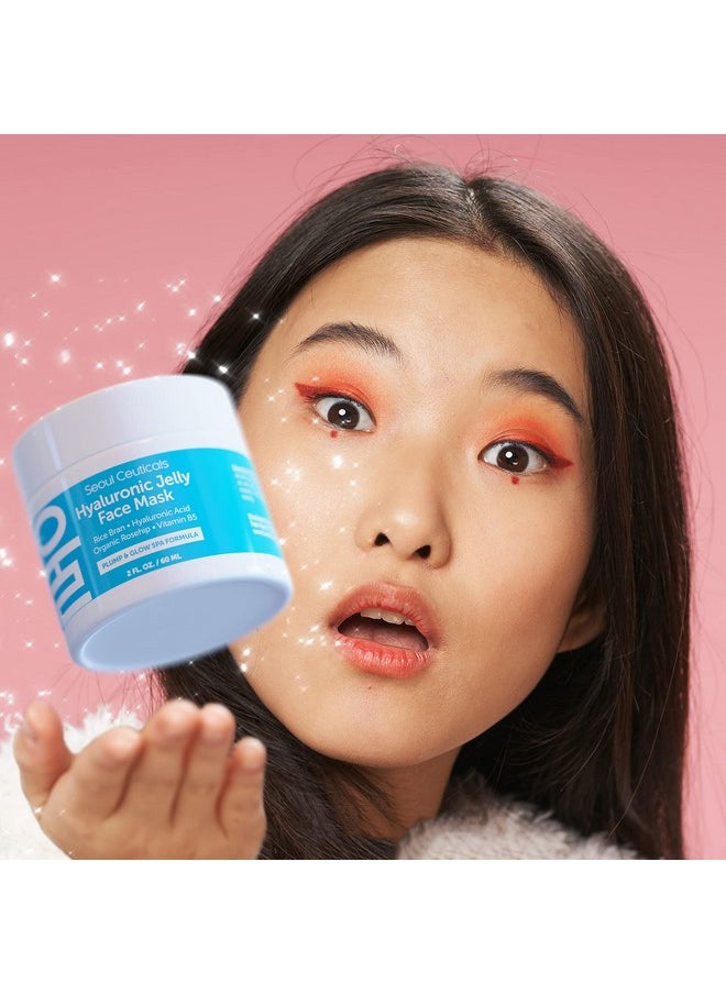 seoulceuticals Korean Skin Care Hyaluronic Acid Jelly Face Mask - Rice Bran + Vit B5 + Rosehip Anti Aging K Beauty Skincare For Plump Glowing Skin 2Oz  - Image 3