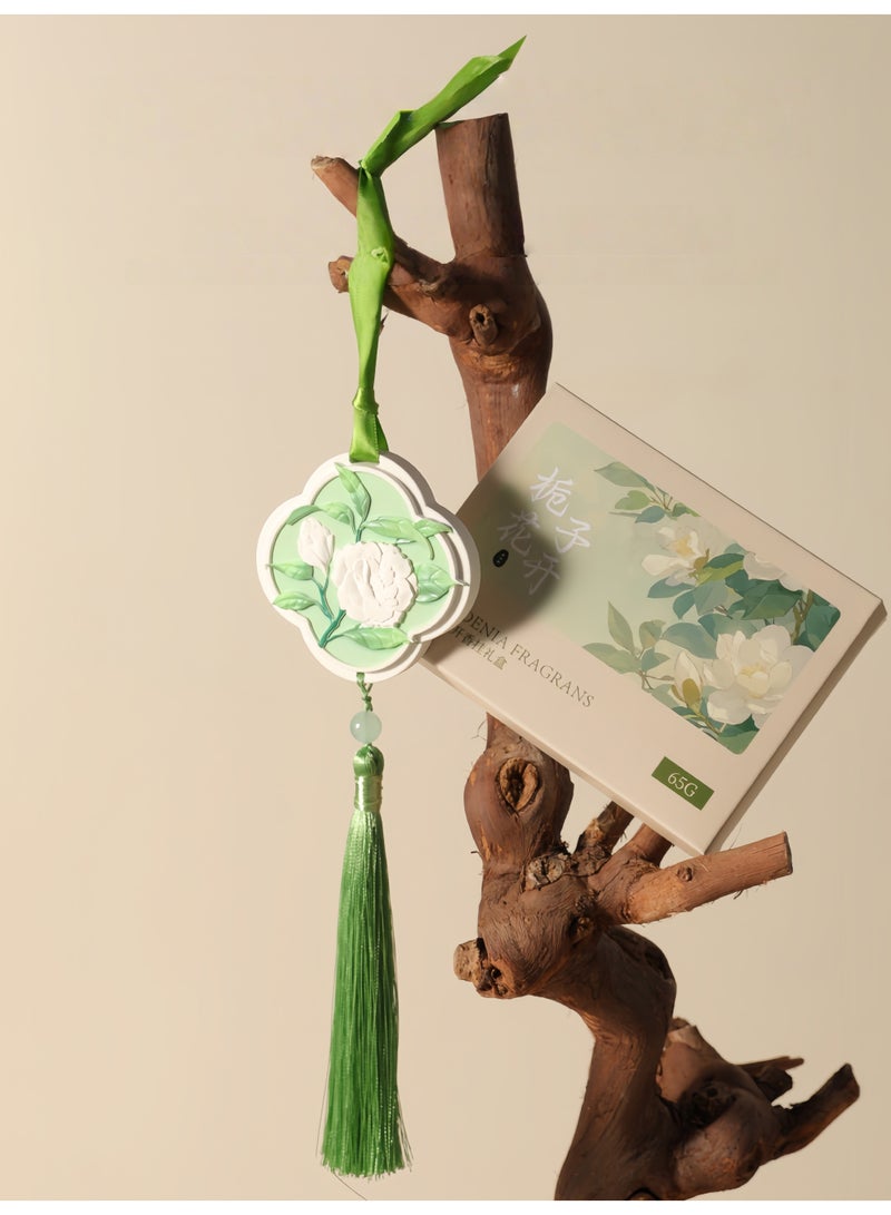 Chinese Style Four Seasons Gardenia Scented Gypsum Solid Air Freshener, Car Aromatherapy Tablet Hanging Ornament, Gift for Her/ Him, Home & Car Fragrance Decor - Image 3