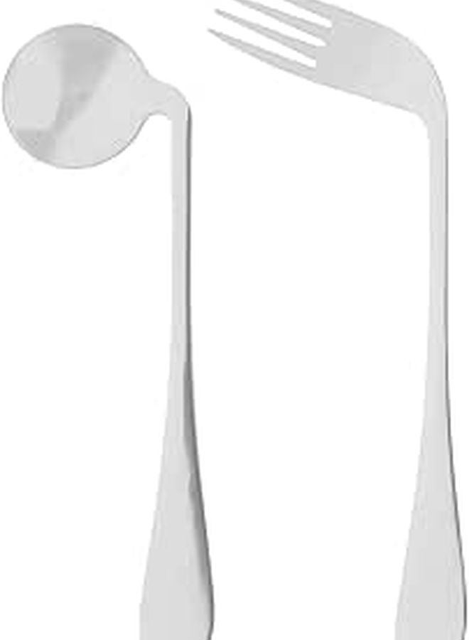 Ergonomic Angled Fork and Spoon Set for Elderly Lightweight Utensils for Wrist Stress Relief - Image 1