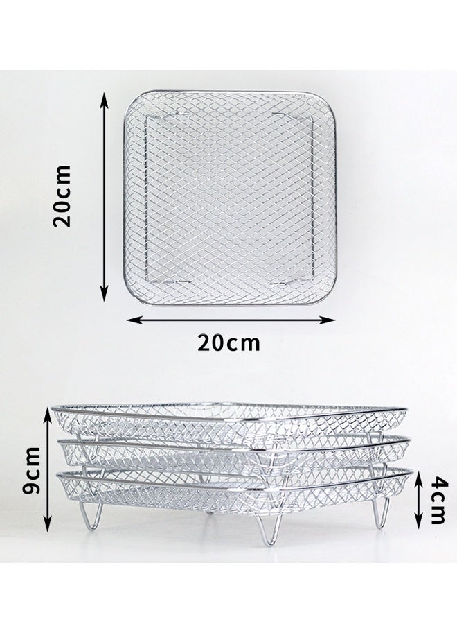 HOMESTAR 8 inch Square Air Fryer Rack, Set of 3, Stackable Multi-Layer Stainless Steel Dehydrator Rack, Square Air Fryer Accessories Fit  Air Fryers, Oven, Microwave, Baking ,20*20*9cm - Image 2