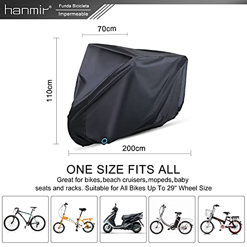 hanmir Bike Cover, Waterproof Outdoor Bicycle Cover with Lock Hole for Mountain Road Bikes - Image 2