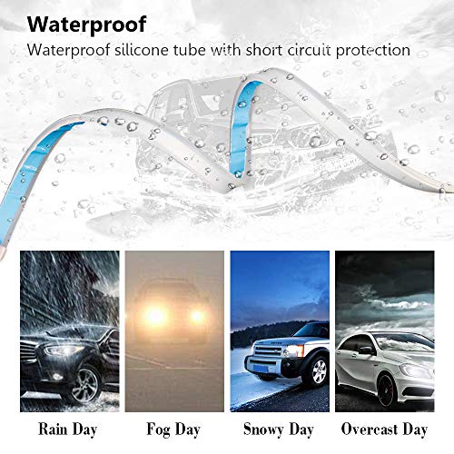 CARLITS Car LED Strip Lights, 2 Pcs 24 Inch Flexible Headlight Strips DRL Light Tube, Dual Color White and Amber Daytime Running Lights Waterproof Neon Turn Signal Bulb Sequential Switchback - Image 4