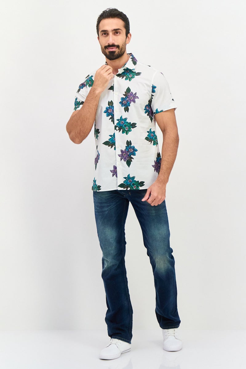 PERRY ELLIS Men Stretch Fit Short Sleeves Allover Printed Casual Shirt, Multicolor - Image 2