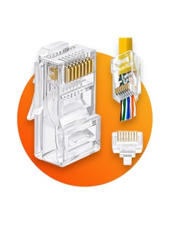 RJ45 Cat6 Pass Through Connectors - 100 Easy Crimp Modular Plugs for UTP Network Cable, Router