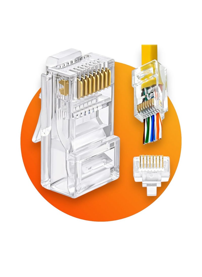 Generic - RJ45 Cat6 Pass Through Connectors - 100 Easy Crimp Modular Plugs for UTP Network Cable, Router - Image 1