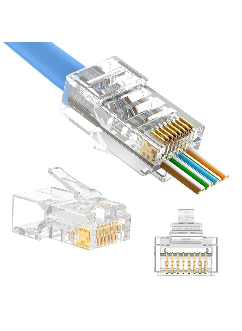 Generic - RJ45 Cat6 Pass Through Connectors - 100 Easy Crimp Modular Plugs for UTP Network Cable, Router - Image 1