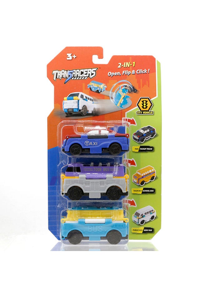 TRANSRACERS 3 Pieces Blister Card Pack Of City Vehicles  - Image 1