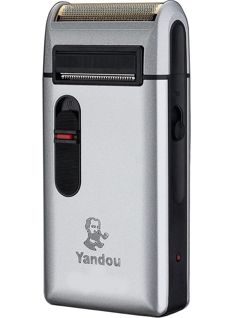 Chin Smoothing Machine For Men by Styleader and yandou, with 24K Gold Coated Foil Blade and Popup Beard Trimmer, Rechargeable Electric Razor for Men - Silver - Image 1