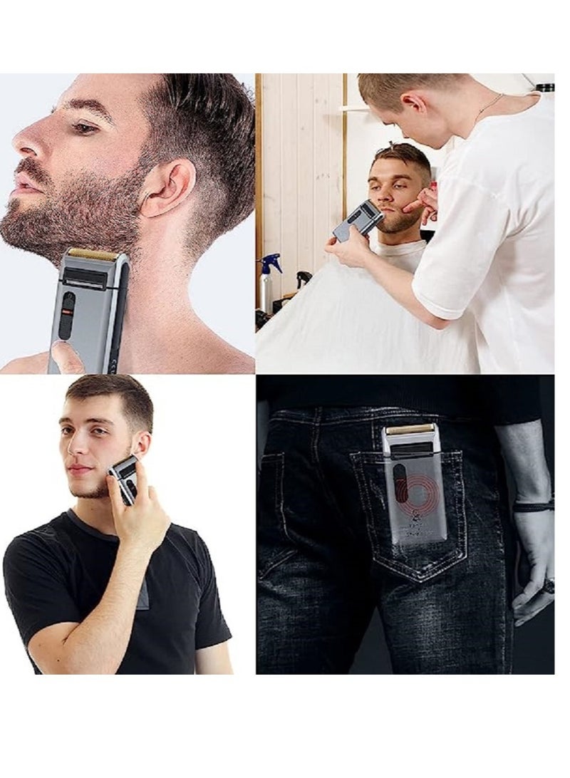 Chin Smoothing Machine For Men by Styleader and yandou, with 24K Gold Coated Foil Blade and Popup Beard Trimmer, Rechargeable Electric Razor for Men - Silver - Image 5