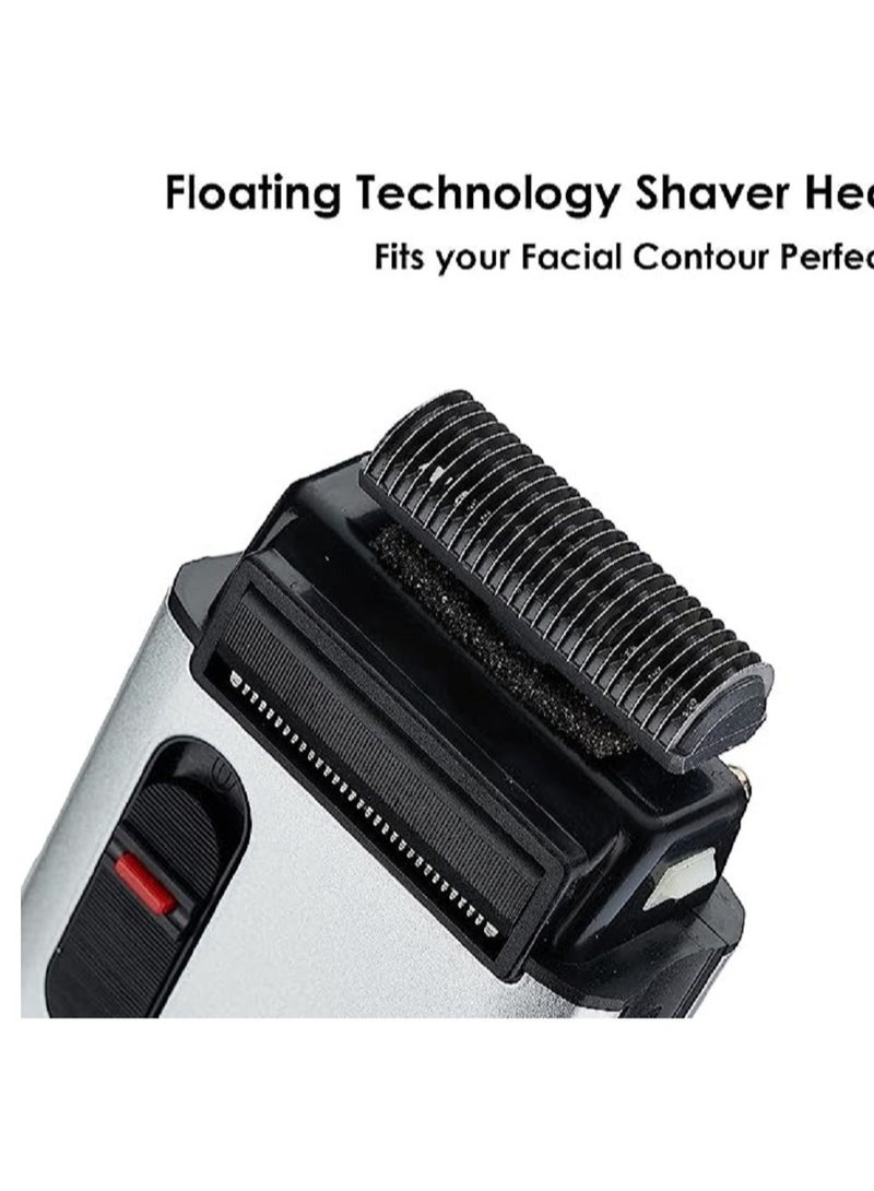 Chin Smoothing Machine For Men by Styleader and yandou, with 24K Gold Coated Foil Blade and Popup Beard Trimmer, Rechargeable Electric Razor for Men - Silver - Image 4