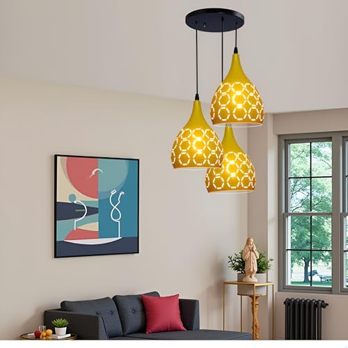 Lyse Decor Aluminium Hanging Lights for Living Room Ceiling, Hanging Lamps for Bedroom/Cafe/Restaurant and Home Decoration (Lemon) - Image 1