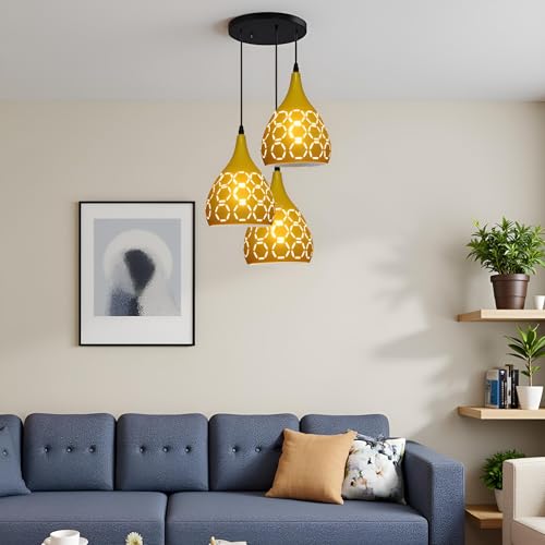 Lyse Decor Aluminium Hanging Lights for Living Room Ceiling, Hanging Lamps for Bedroom/Cafe/Restaurant and Home Decoration (Lemon) - Image 2