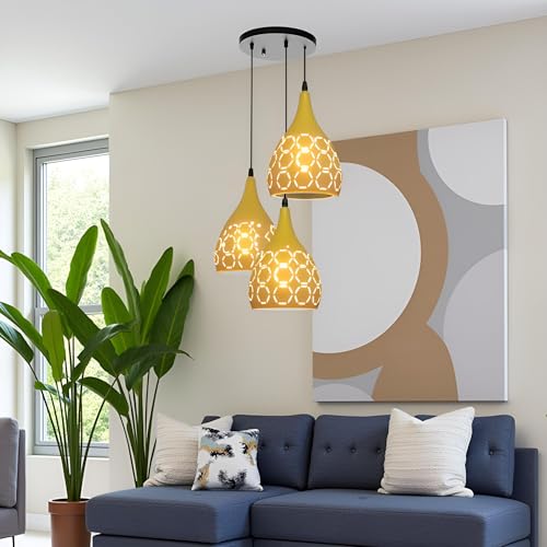 Lyse Decor Aluminium Hanging Lights for Living Room Ceiling, Hanging Lamps for Bedroom/Cafe/Restaurant and Home Decoration (Lemon) - Image 3