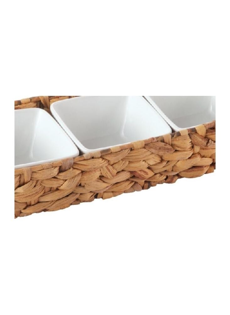 CERAMIC 3-Piece Ceramic Dipping Bowls with Woven Basket Holder - Image 2