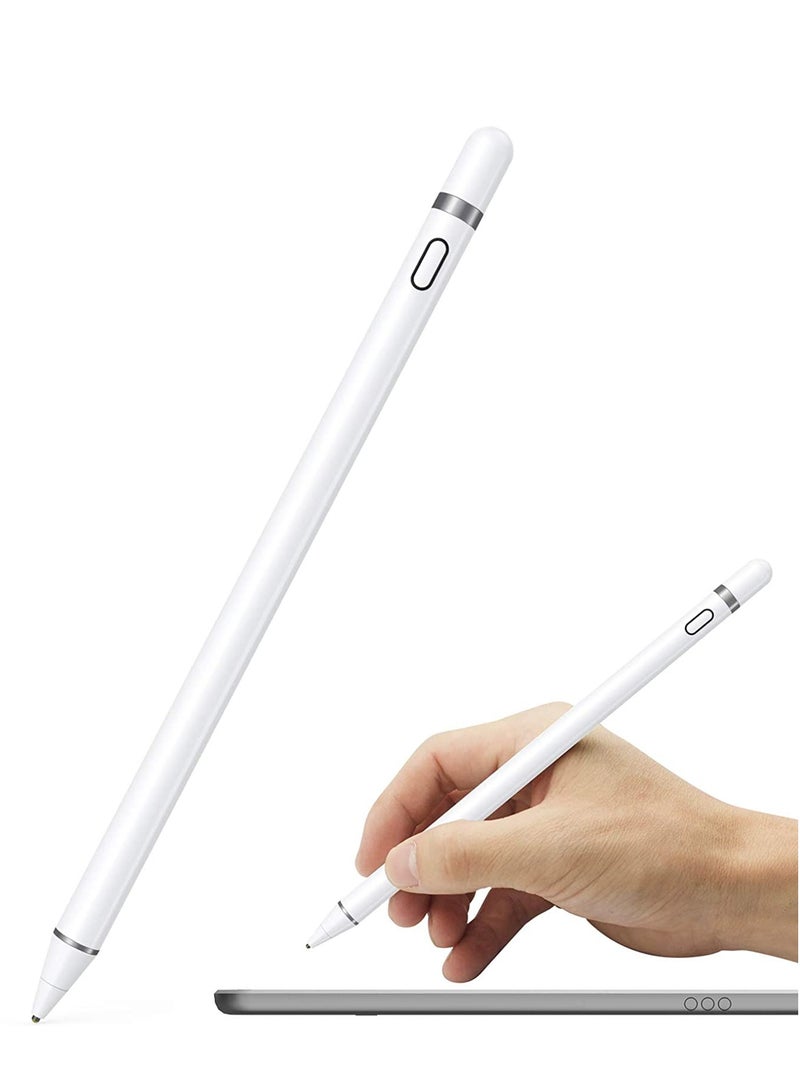 Active Stylus Pen White/Black 1.45mm fine Tip for iPad Apple iPhone Samsung Tablets, on iOS and Android Capacitive Touchscreen, Take-Note Hand-Written Draw no lags Skipping,Rechargeable, - Image 1