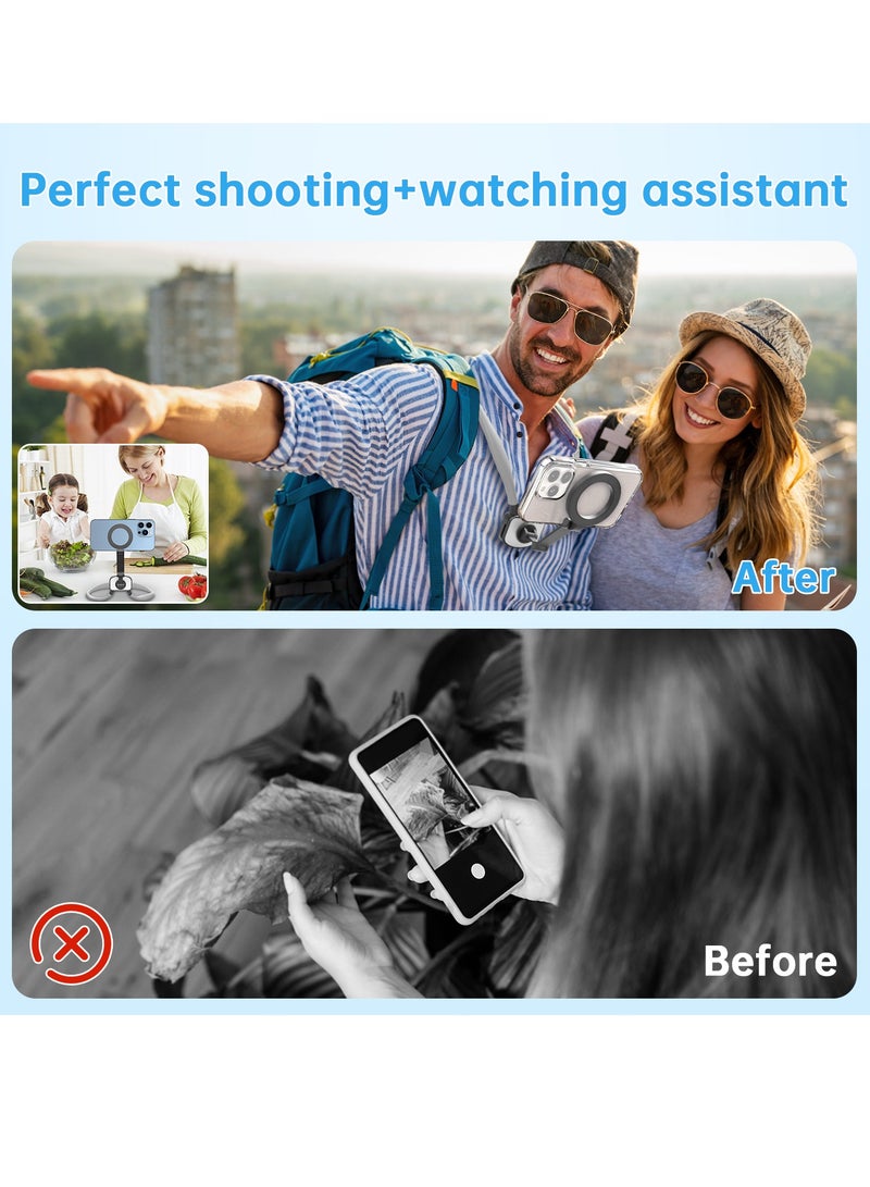 Necomi 2 IN 1 Magnetic Neck Phone Holder GoPro Holder, Magnetic Anti-Shake, POV/Vlog Recording, Hand Free Selfie Neck Phone Mount - Image 4