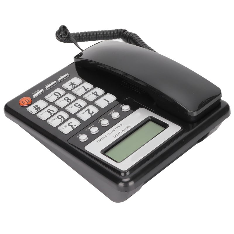 Corded Phone: Black 16-Digit Jumbo LCD Display, Number Storage & Review, Easy Operation - Flash Redial Functions, Classical Telephone for Home, Office, Hotel Use - Image 4