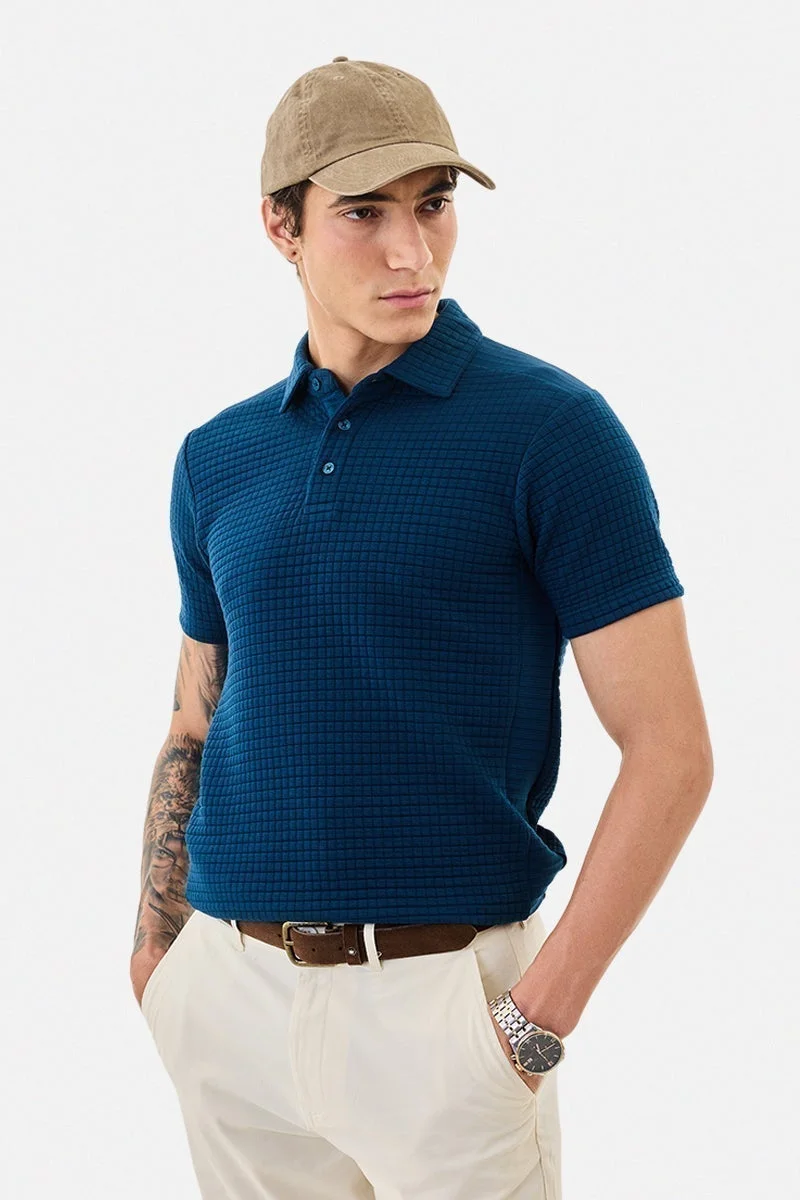 SNITCH Regular Fit Knitted Polo T-Shirt