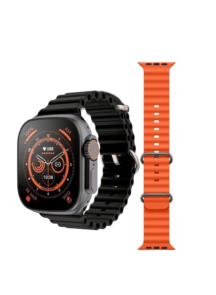 W&O w&o Smart watch more then series x8ultra wireless charging NFC supported, 2.2 inch full AMOLED screen display (Black) - Image 1