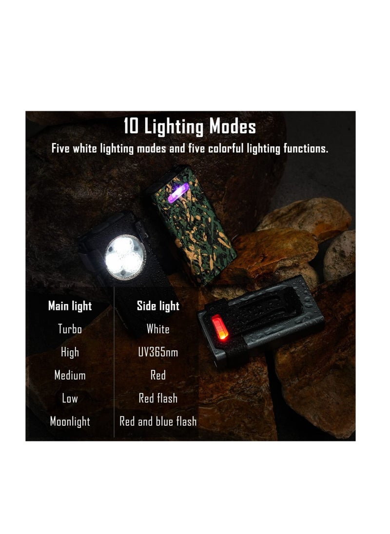 Excefore - LED Mini Flashlight High Lumens 1100, EDC Flashlight with Keychain, UV and Red Modes, Magnetic Base and Clip, Rechargeable Mini Light  for Camping, Hiking, Emergency (Black) - Image 1