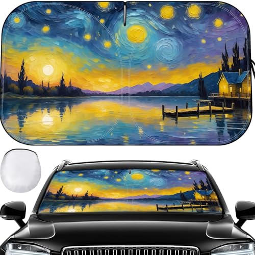 fauson Car Windshield Sun Shade Reflector Sunshade Offers Ultimate Protection for Car Interior Cool Reflective Sun Blocker Fits Small Sedans Mini SUVs - Image 1
