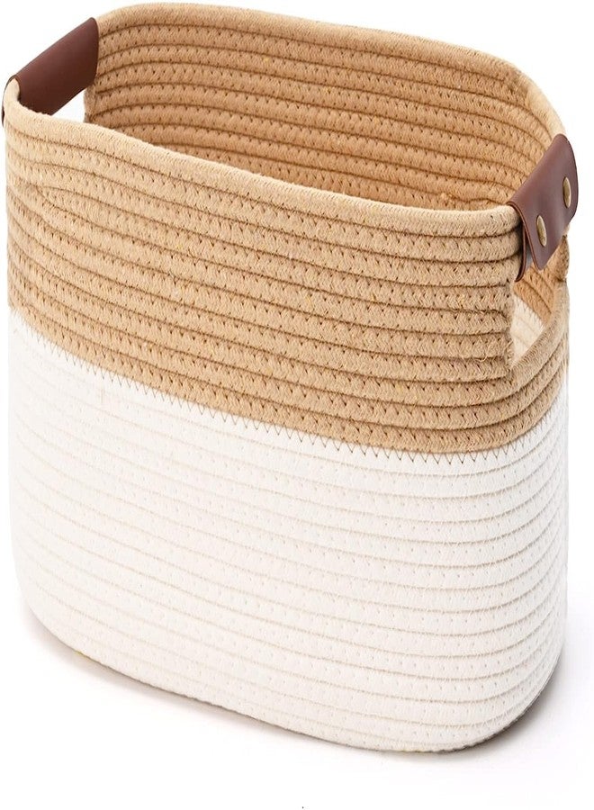 HOME FIESTA THE FIRST HOME DECOR Cotton Rope Storage Baskets, Decorative Woven Basket Cube Storage Organizer for Laundry, Towel, Clothes, Cosmetics, Books (Pack of 1, beige white) - Image 1