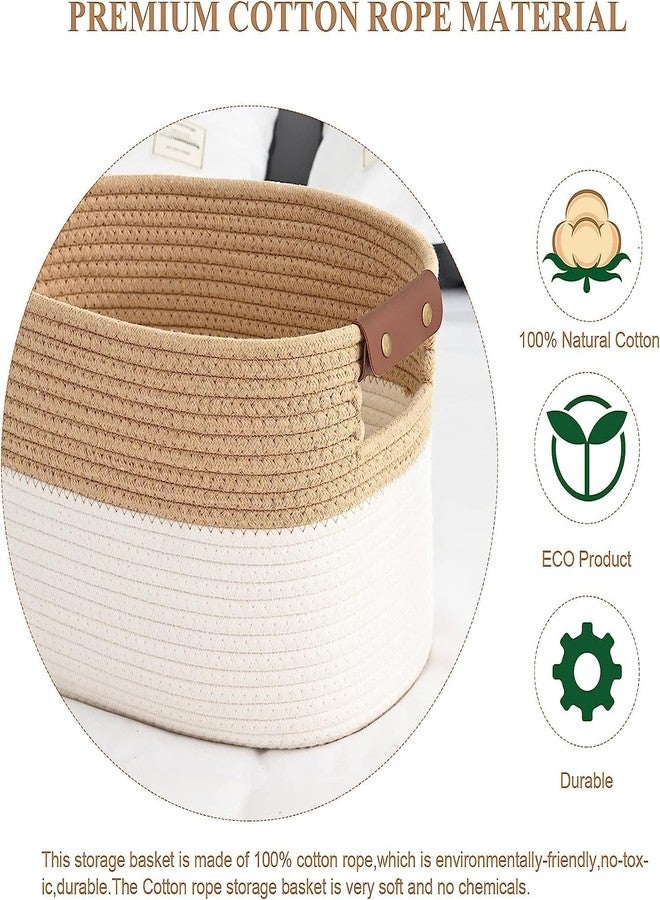 HOME FIESTA THE FIRST HOME DECOR Cotton Rope Storage Baskets, Decorative Woven Basket Cube Storage Organizer for Laundry, Towel, Clothes, Cosmetics, Books (Pack of 1, beige white) - Image 3