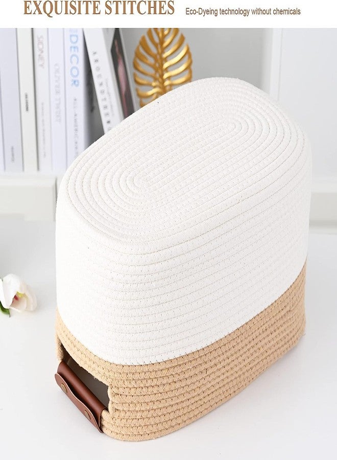HOME FIESTA THE FIRST HOME DECOR Cotton Rope Storage Baskets, Decorative Woven Basket Cube Storage Organizer for Laundry, Towel, Clothes, Cosmetics, Books (Pack of 1, beige white) - Image 5