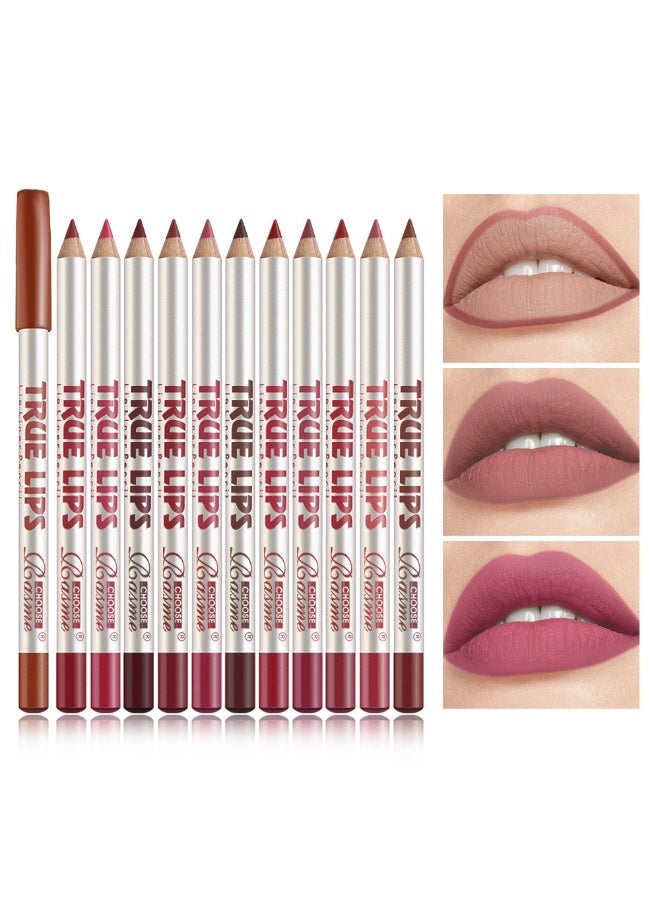 12pcs/set Matte Lip Liner & Lipstick Pencil - Long-Lasting, Non-Stick Formula in Vibrant Reds & Browns, Sulfate-Free for All Skin Types - Image 1