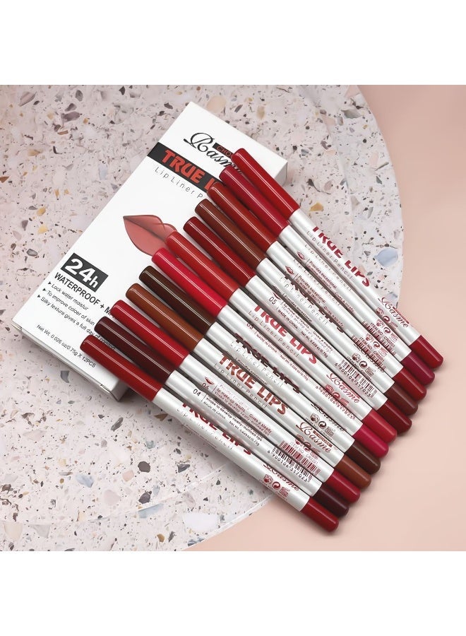 12pcs/set Matte Lip Liner & Lipstick Pencil - Long-Lasting, Non-Stick Formula in Vibrant Reds & Browns, Sulfate-Free for All Skin Types - Image 2