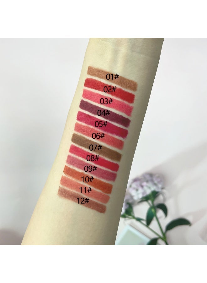 12pcs/set Matte Lip Liner & Lipstick Pencil - Long-Lasting, Non-Stick Formula in Vibrant Reds & Browns, Sulfate-Free for All Skin Types - Image 3