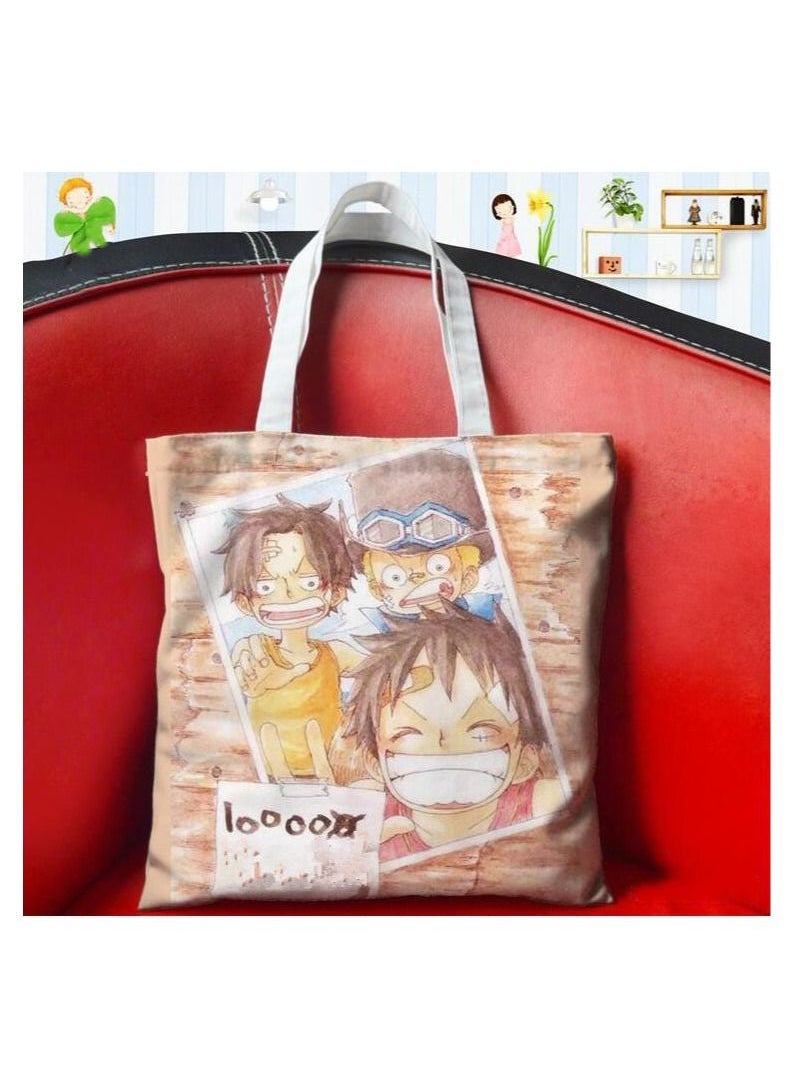 JUNYOUK - Anime Tote Bags one piece manga Stylish Reusable Grocery Bags Canvas Shopping Bags with Long Handles for Market, Lunch, Travel - Image 1