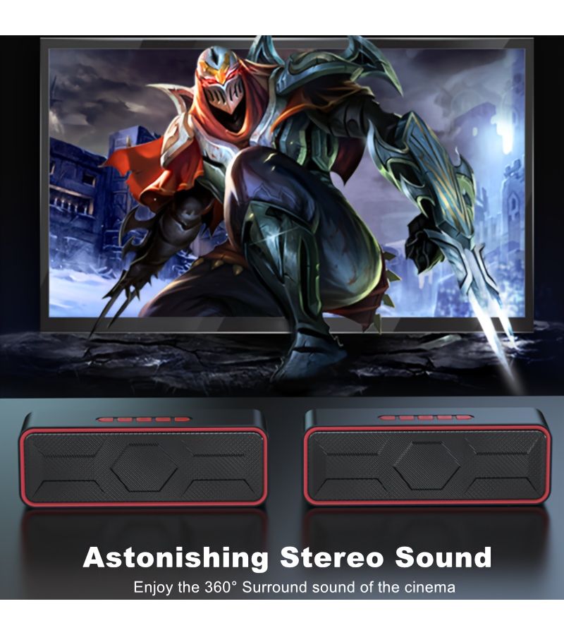10W Wireless Speaker Mini Portable HIFI Subwoofer With FM Radio Built In Microphone Support TF TWS USB Powerful Stereo Sound Extra Bass Sound Box For Home Outdoor 12 Hours Playback Time Red - Image 5