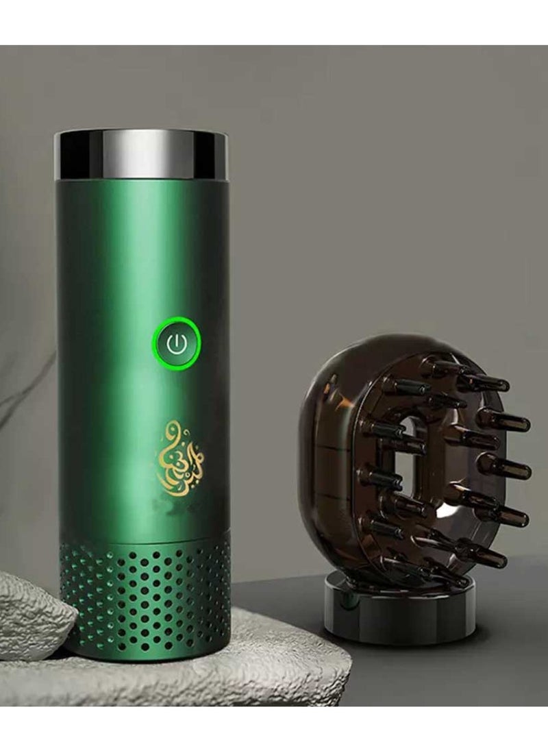 Yuwell New Electric Aroma Diffuser Comb And Car Incense Burner 2 in 1 Rechargeable Portable USB Type C Environment Aromatizer Electric Bakhoor Burner With Comb Green  - Image 2