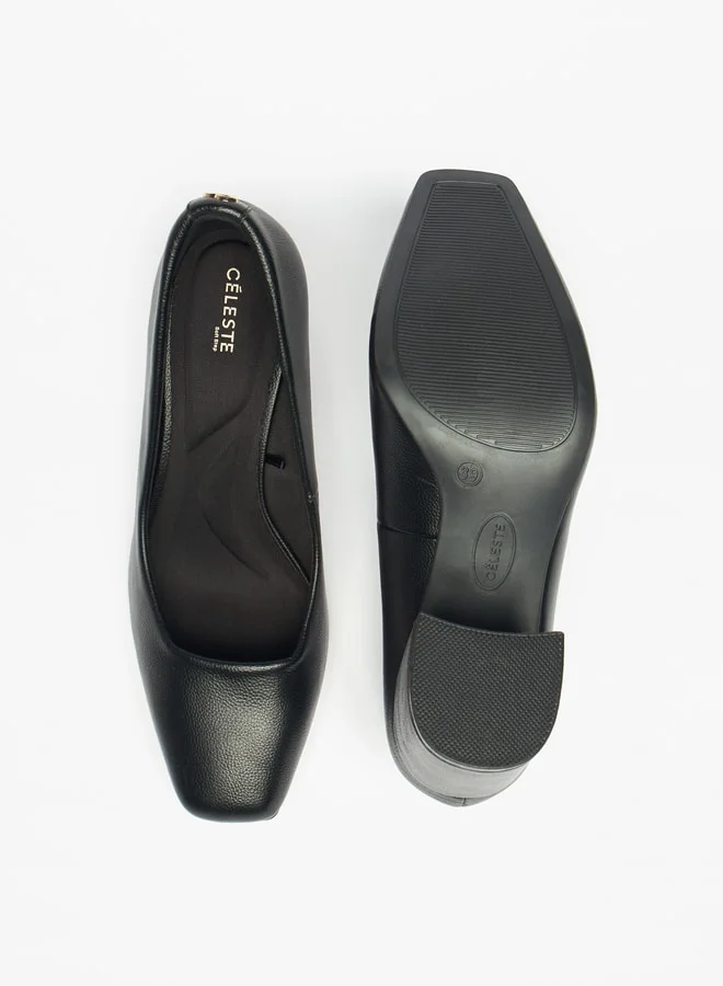 Celeste Women's Solid Slip-On Shoes with Block Heels