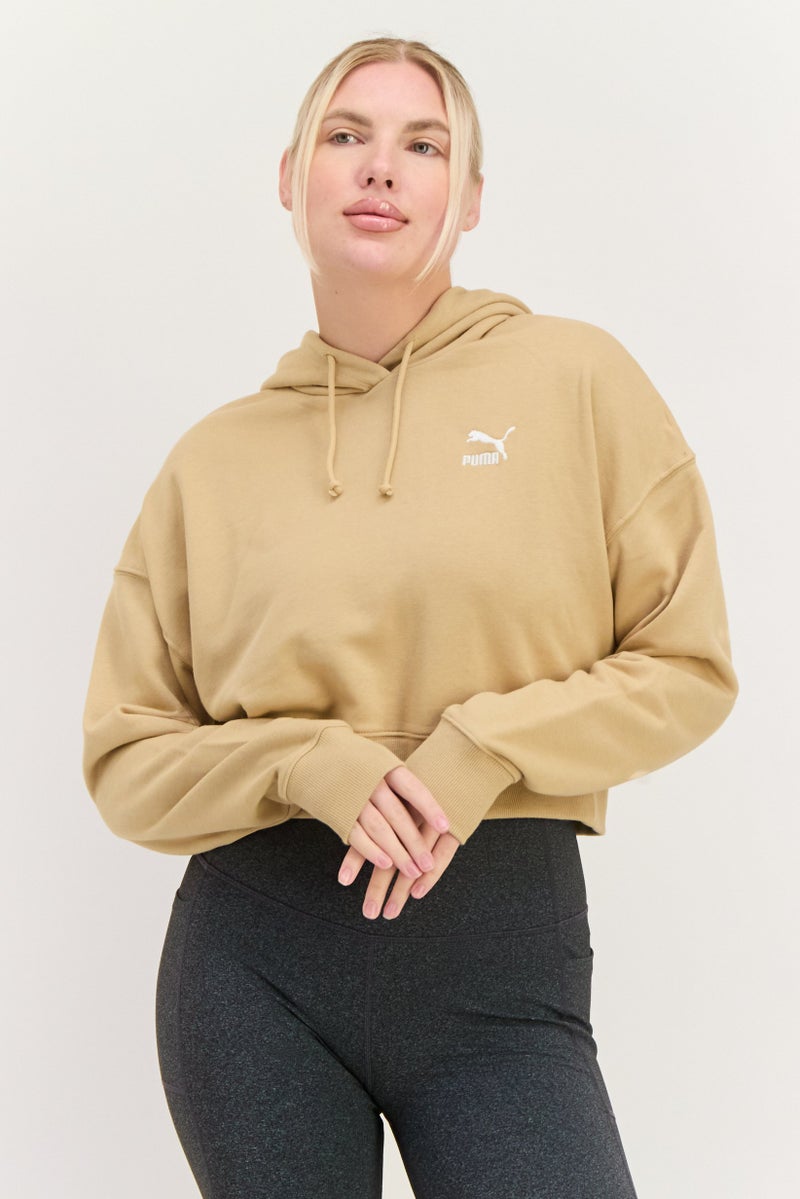 PUMA Women Sportswear Fit Long Sleeves Outdoor Hoodie, Beige - Image 1