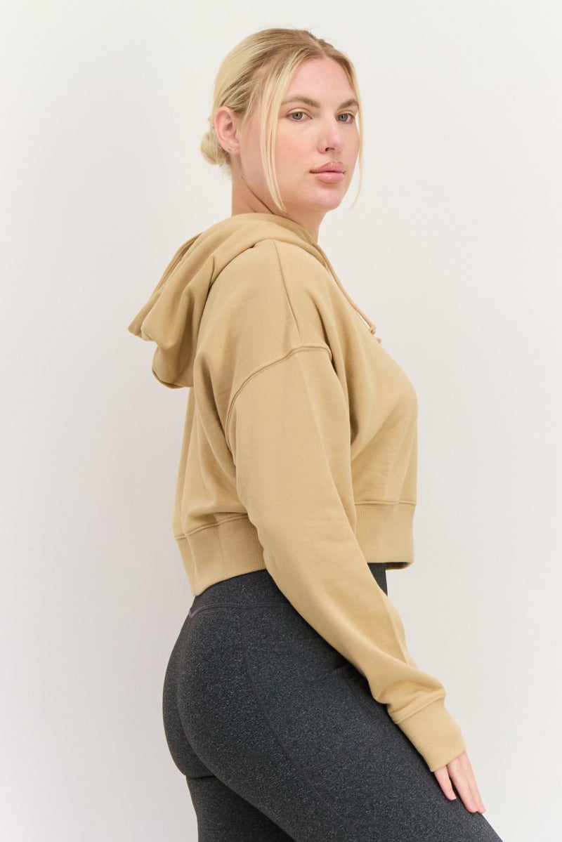 PUMA Women Sportswear Fit Long Sleeves Outdoor Hoodie, Beige - Image 3